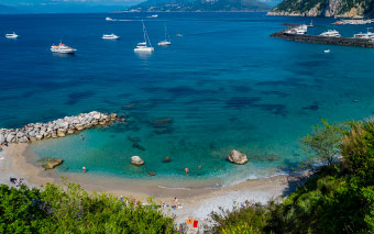 The beach on the island of Capri, Italy