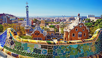 A view of Barcelona from the Park Guell, Spain